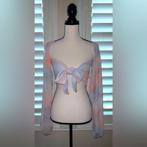 Stella Laguna Beach Tye Dye Balloon Sleeve tie front crop small